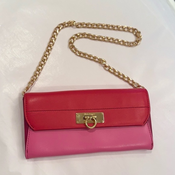 Salvatore Ferragamo beautiful pink & red clutch, wallet, handbag - Picture 10 of 11